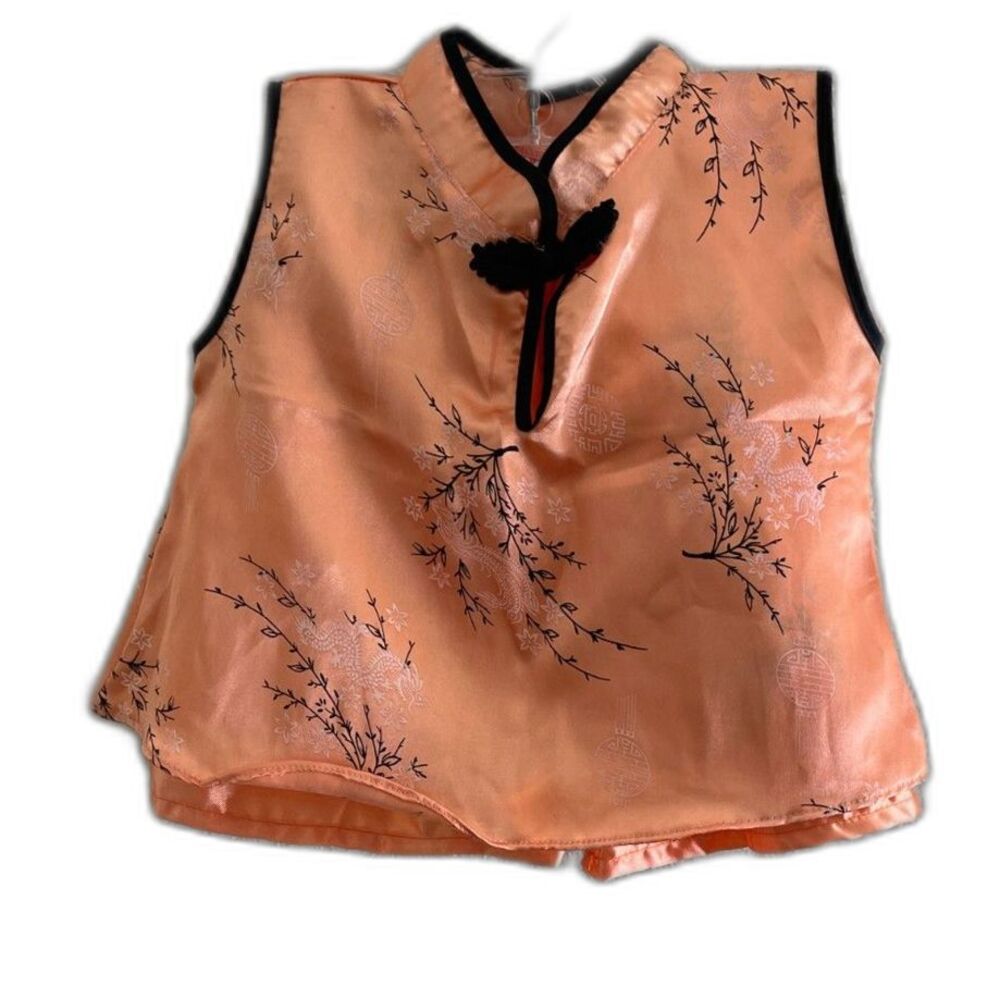 Jolly Baby Girl's Chinese Peach Suit 3T Mandarin Asian 2 Piece Outfit Top Shorts - Picture 2 of 10
